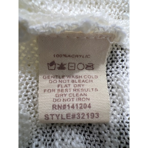 Hem and Thread Striped Lightweight Knit Sweater Cream Orange Green Blue M NWOT - Picture 4 of 5